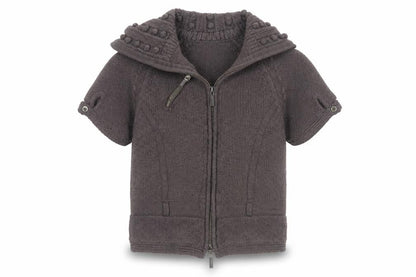 Karen Millen Women’s Grey Size 2 Merino Wool Zip Knit Cardigan