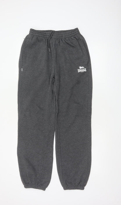 Lonsdale Men’s Grey M Fleece Sweatpants Joggers Drawstring Logo