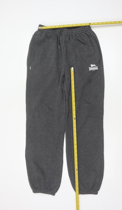 Lonsdale Men’s Grey M Fleece Sweatpants Joggers Drawstring Logo