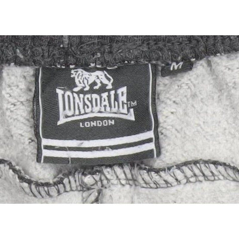 Lonsdale Men’s Grey M Fleece Sweatpants Joggers Drawstring Logo