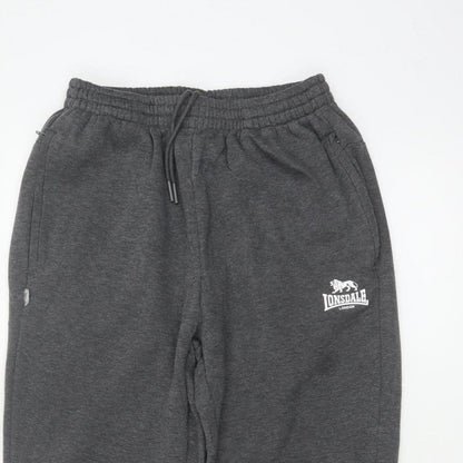 Lonsdale Men’s Grey M Fleece Sweatpants Joggers Drawstring Logo