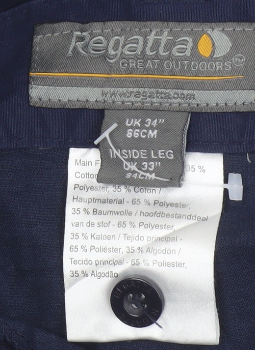 Regatta Men’s Blue 34in Cargo Trousers Waterproof Straight Leg