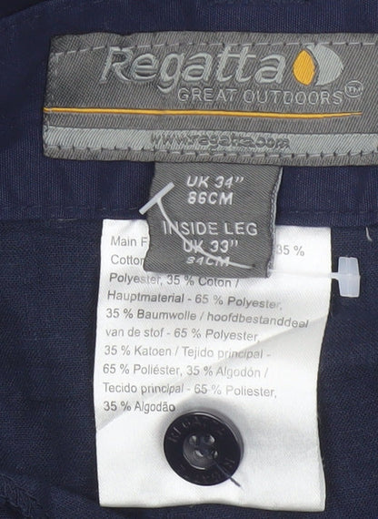 Regatta Men’s Blue 34in Cargo Trousers Waterproof Straight Leg