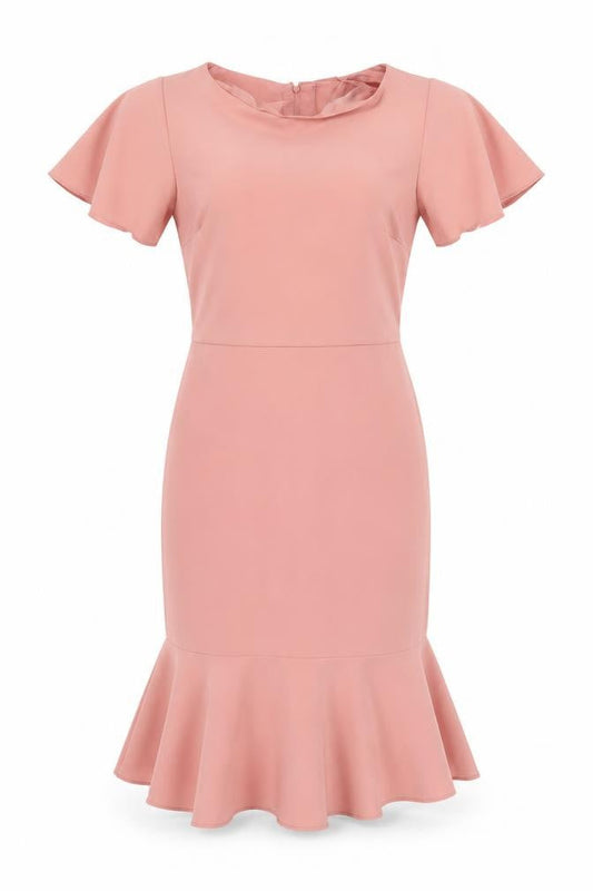 Trendyol Women Pink UK 12 Mermaid Long Flutter Sleeve Dress