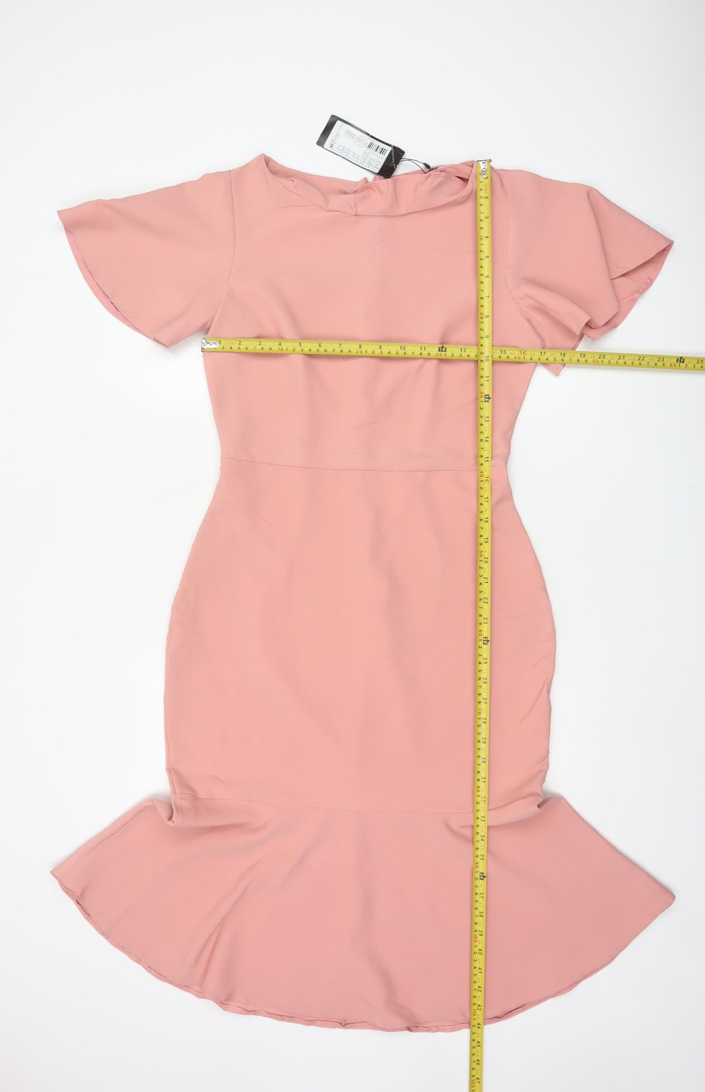 Trendyol Women Pink UK 12 Mermaid Long Flutter Sleeve Dress