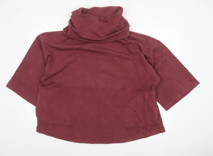 Thought Womens Red S/M Cowl Neck Short Sleeve Oversized Sweatshirt