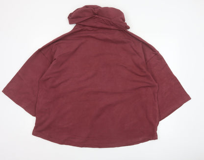 Thought Womens Red S/M Cowl Neck Short Sleeve Oversized Sweatshirt