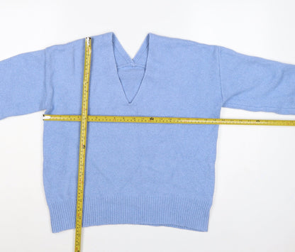 Next Women Blue UK 12 V-Neck Raglan Knit Pullover Jumper