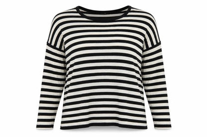 H&M Women’s Black White Striped Cotton Knit Pullover Jumper UK 14