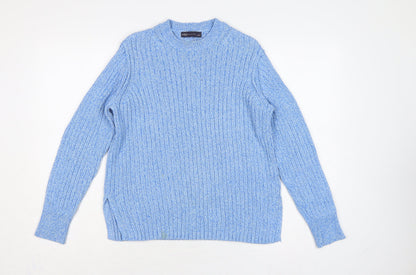 Marks and Spencer Women Blue UK 12 Crew Neck Rib Knit Jumper