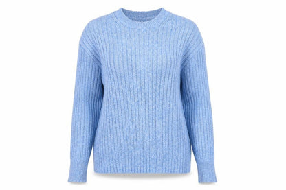 Marks and Spencer Women Blue UK 12 Crew Neck Rib Knit Jumper