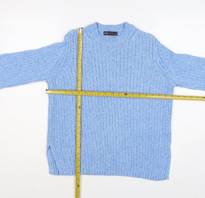 Marks and Spencer Women Blue UK 12 Crew Neck Rib Knit Jumper