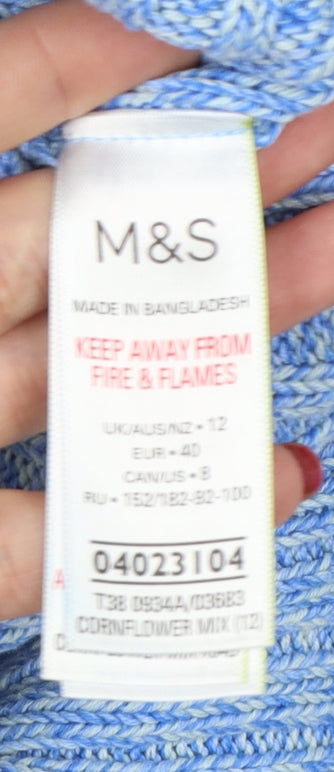 Marks and Spencer Women Blue UK 12 Crew Neck Rib Knit Jumper