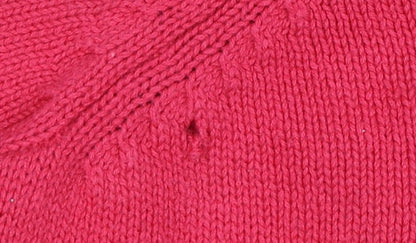 Bonmarché Women Pink XL Cotton V-Neck Raglan Knit Pullover Jumper