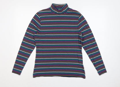 Marks and Spencer Women Multicoloured UK 14 Striped Roll Neck Top