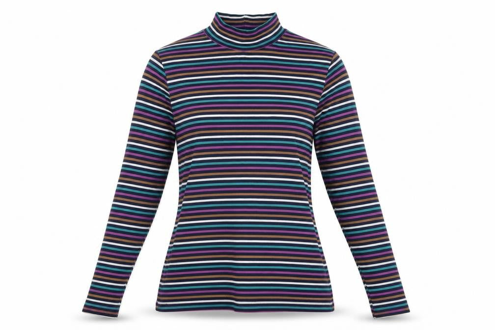 Marks & Spencer Women Multicoloured UK 14 Striped Roll Neck Top