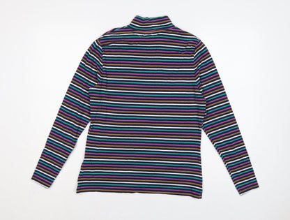 Marks and Spencer Women Multicoloured UK 14 Striped Roll Neck Top