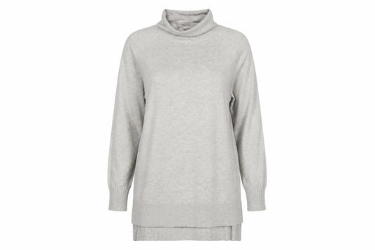 Peyton Primrose Women Grey L Roll Neck Tunic Jumper Long Sleeve Knit