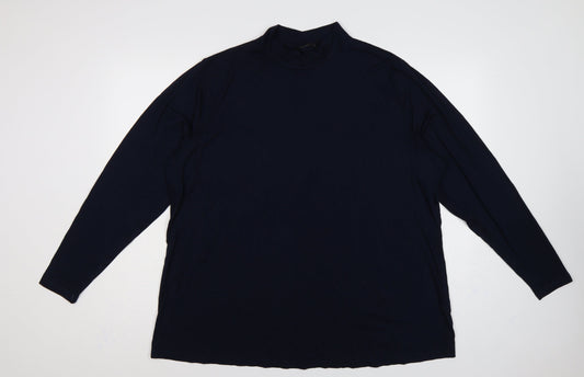 Miladys Women Blue 2XL Roll Neck Long Sleeve Tunic Top
