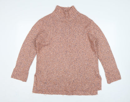 M&Co Women’s Pink Size 10 High Neck Chunky Knit Pullover Jumper