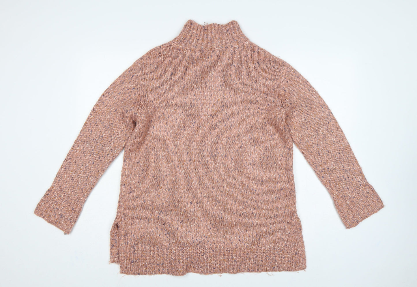 M&Co Women’s Pink Size 10 High Neck Chunky Knit Pullover Jumper