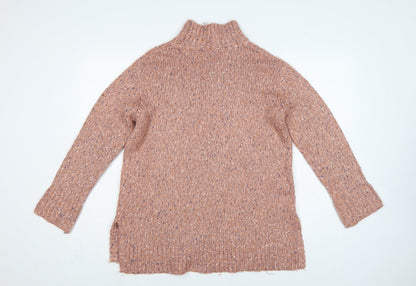 M&Co Women’s Pink Size 10 High Neck Chunky Knit Pullover Jumper