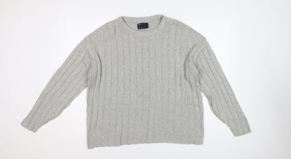 ASOS Design Women Grey XS Rib Knit Crew Neck Pullover Jumper
