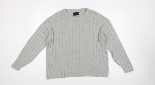ASOS Design Women Grey XS Rib Knit Crew Neck Pullover Jumper
