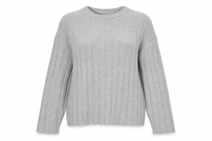 Front view of ASOS Design Women Grey XS Rib Knit Crew Neck jumper