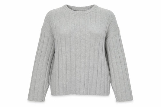 ASOS Design Women Grey XS Rib Knit Crew Neck Pullover Jumper