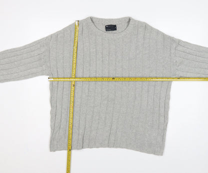 ASOS Design Women Grey XS Rib Knit Crew Neck Pullover Jumper
