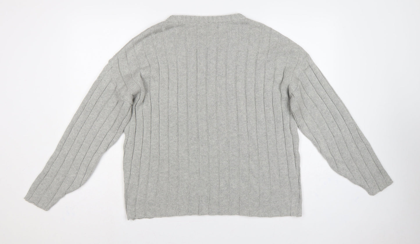 ASOS Design Women Grey XS Rib Knit Crew Neck Pullover Jumper