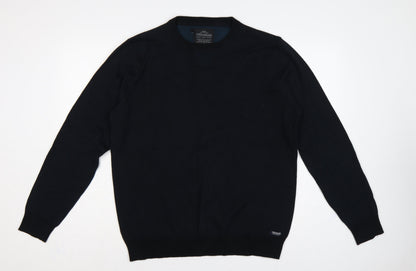 Threadbare Men’s Black L Crew Neck Logo Knit Pullover Jumper