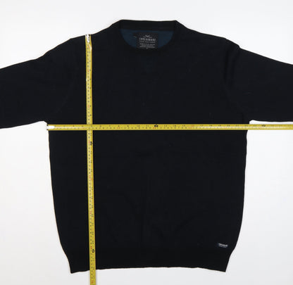 Threadbare Men’s Black L Crew Neck Logo Knit Pullover Jumper