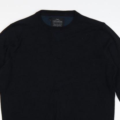 Threadbare Men’s Black L Crew Neck Logo Knit Pullover Jumper