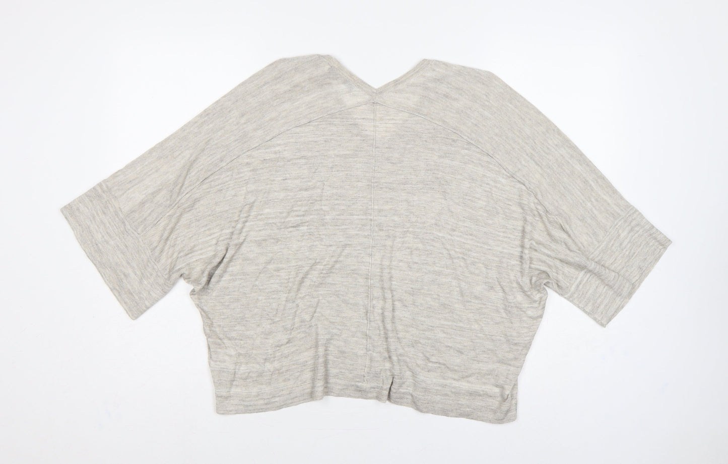 Next Women Beige M V-Neck Batwing Short Sleeve Lightweight Knit Jumper