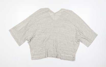 Next Women Beige M V-Neck Batwing Short Sleeve Lightweight Knit Jumper
