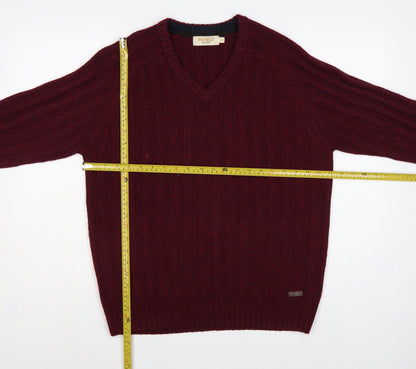 PG Field Heritage Men’s Red M V-Neck Ribbed Knit Pullover Jumper