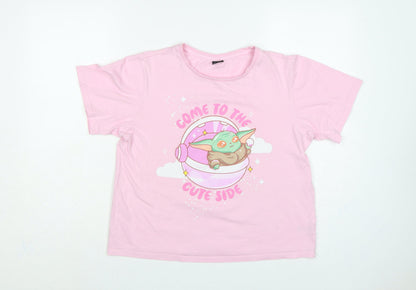 Star Wars Women's Pink M Grogu Graphic Cotton Pyjama T-Shirt Set