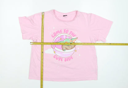Star Wars Women's Pink M Grogu Graphic Cotton Pyjama T-Shirt Set
