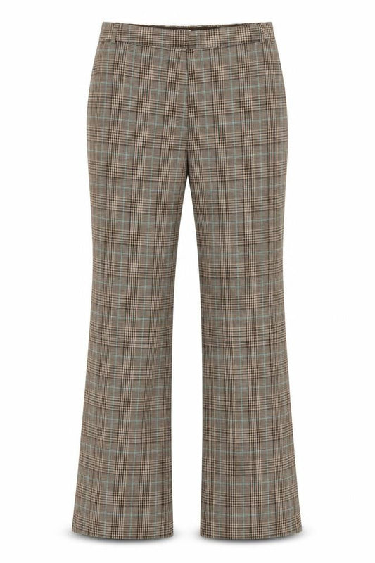 MNG Women’s Brown Check Flared Tailored Trousers UK 8