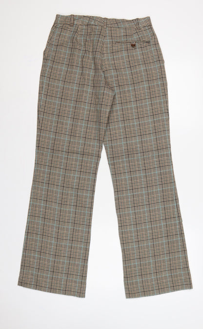MNG Women’s Brown Check Flared Tailored Trousers UK 8