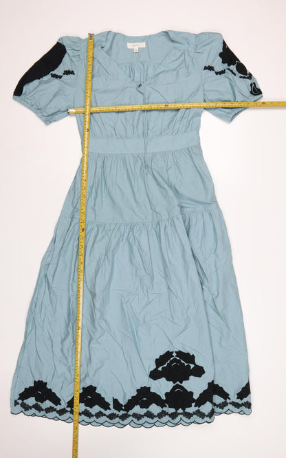 Per Una Women Blue UK 10 Maxi Embroidered Cotton Dress