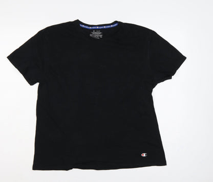 Champion Women’s Black L Basic Cotton Crew Neck Logo T-Shirt
