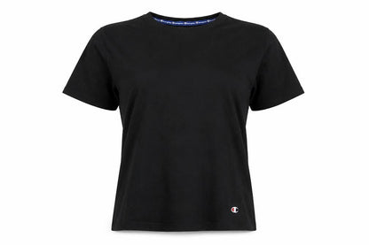 Champion Women’s Black L Basic Cotton Crew Neck Logo T-Shirt