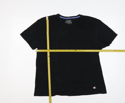 Champion Women’s Black L Basic Cotton Crew Neck Logo T-Shirt