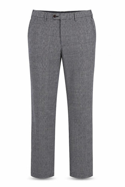 Farah 1920 Men’s Grey Check Linen Cotton 32/32 Straight Trousers