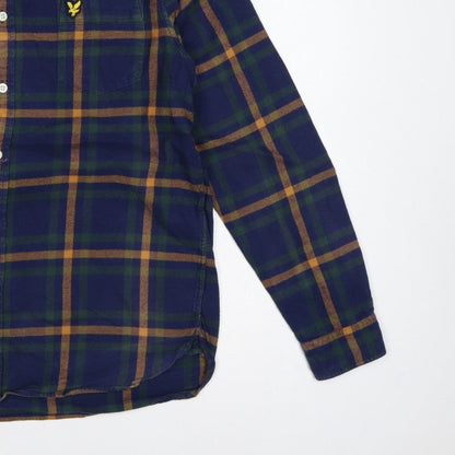 Lyle & Scott Men’s M Blue Green Plaid Button-Down Long Sleeve Shirt