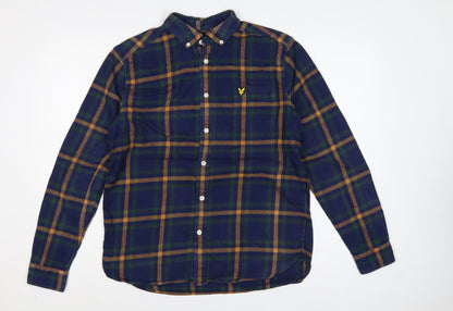 Lyle & Scott Men’s M Blue Green Plaid Button-Down Long Sleeve Shirt