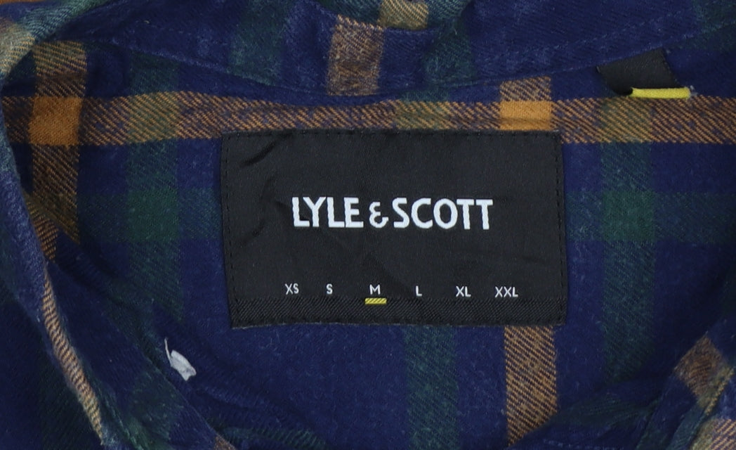 Lyle & Scott Men’s M Blue Green Plaid Button-Down Long Sleeve Shirt